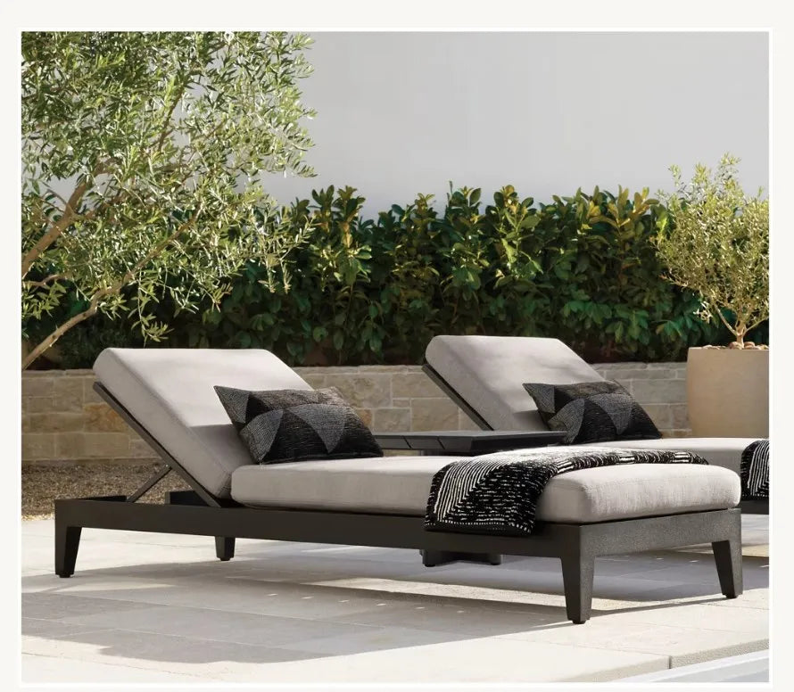 Aluminum Outdoor Furniture Patio Garden Sofa Outdoor Sunbed Single Chaise Lounge