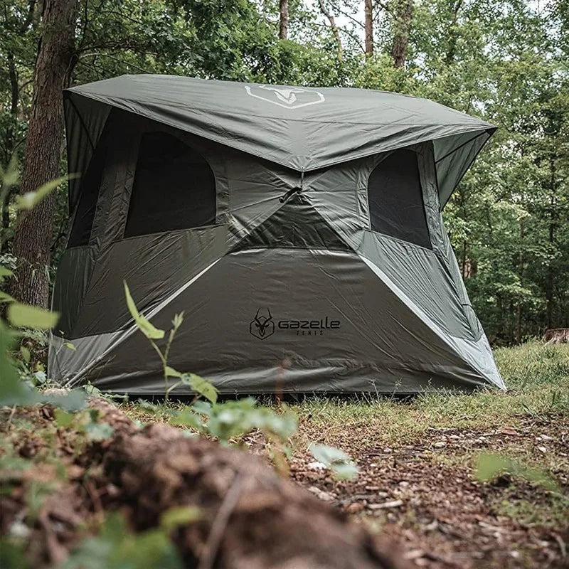 Gazelle Tents™ T4 Hub Tent, Easy 90 Second Set-Up, Waterproof, UV Resistant, Removable Floor, Ample Storage Options, 4-Person