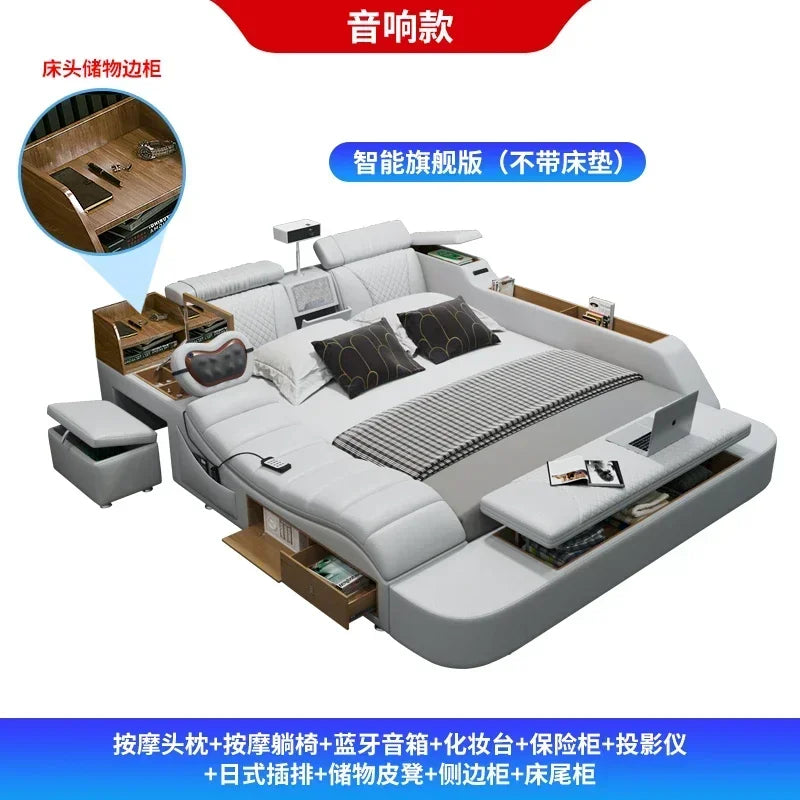 Regale Storage Double Bed Projector Antique Bedroom Comferter Beds Adults Flexible Sleeping Letto Matrimoniale Salon Furniture