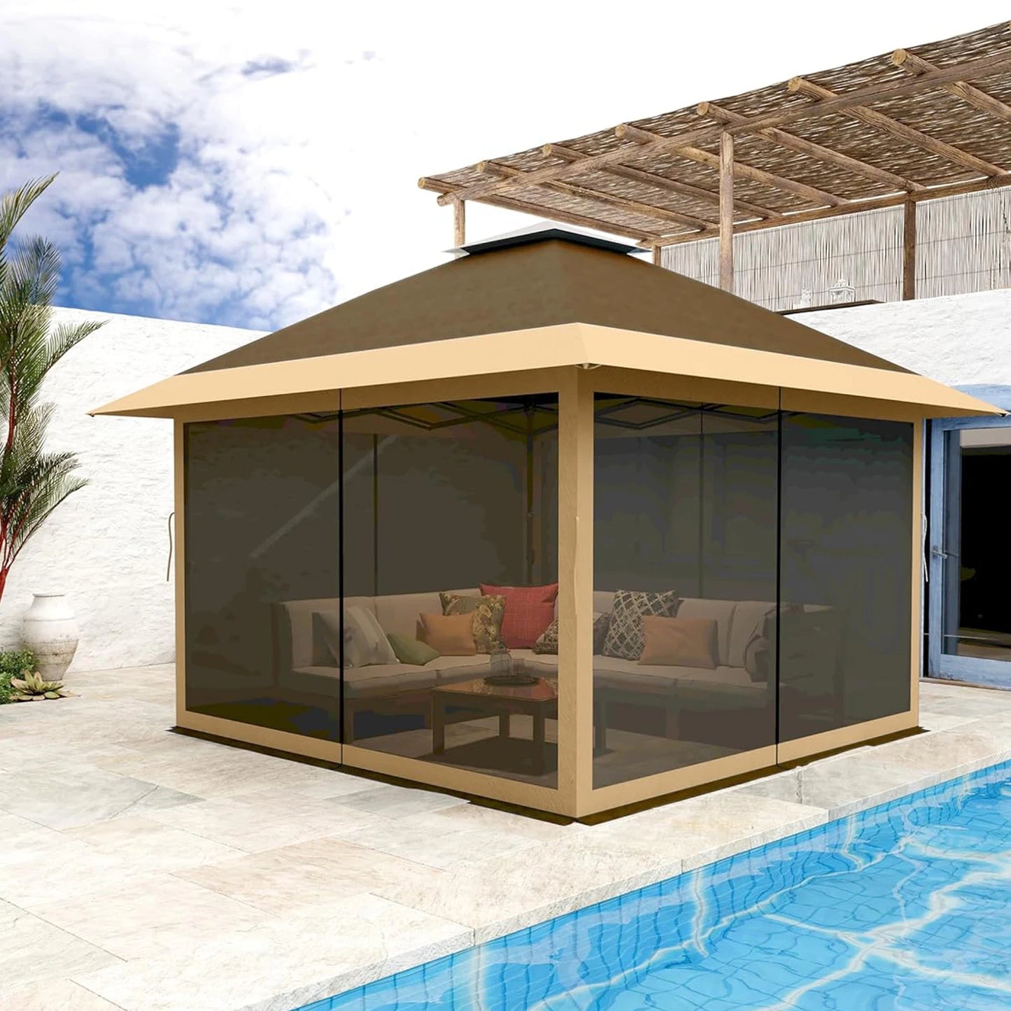 13' x 13' Outdoor Gazebo, Double Roof Patio Gazebo Quick Setup Instant Canopy Tent Instant Canopy Gazebo Shelter