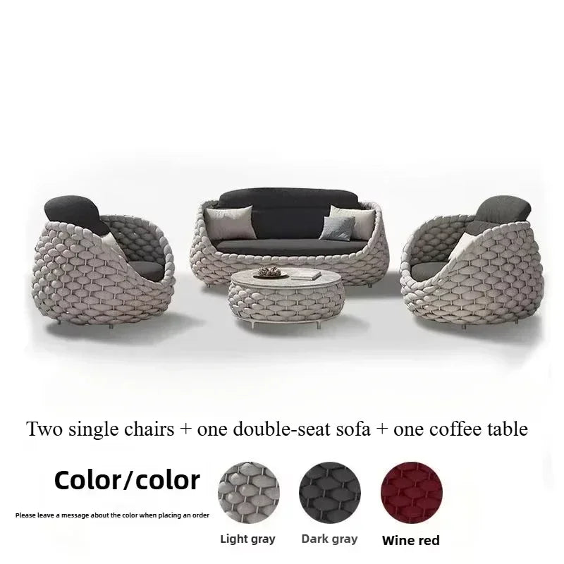 Outdoor Sofa Combination Double Chair Set Courtyard Terrace Villa Balcony LivingRoom Leisure Furniture All-Weather Patio Seating