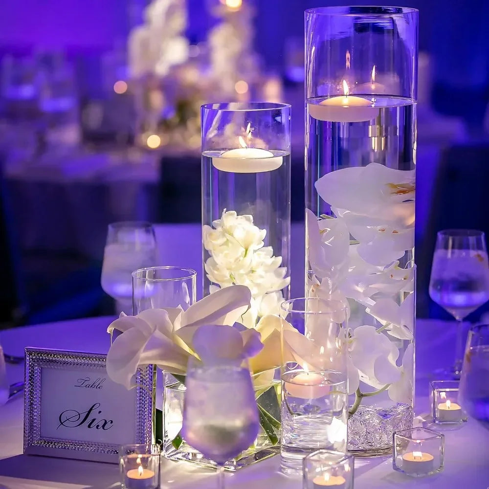 16 Pack Glass Clear Cylinder Vases Tall Floating Candle Holders Cylinder Vase Bulk Clear Flower Vases Center of Wedding Tables
