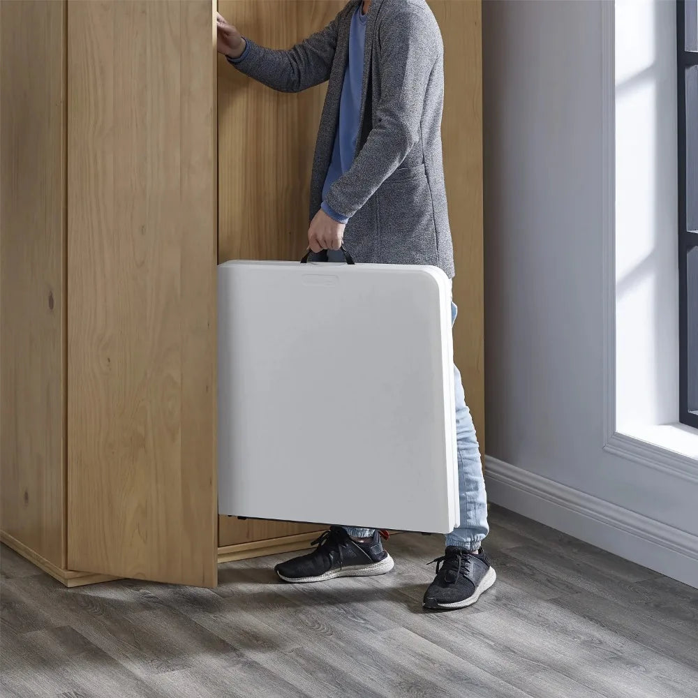 4 Feet Adjustable Commercial Height Premium Folding Utility Table, White Granite