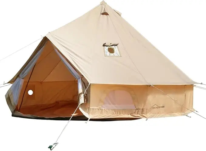 DANCHEL OUTDOOR B5PRO 4 Season Canvas Bell Tent with 2 Stove Jacks, Glamping Yurt Tent for All Year Living 4/6/8 Person