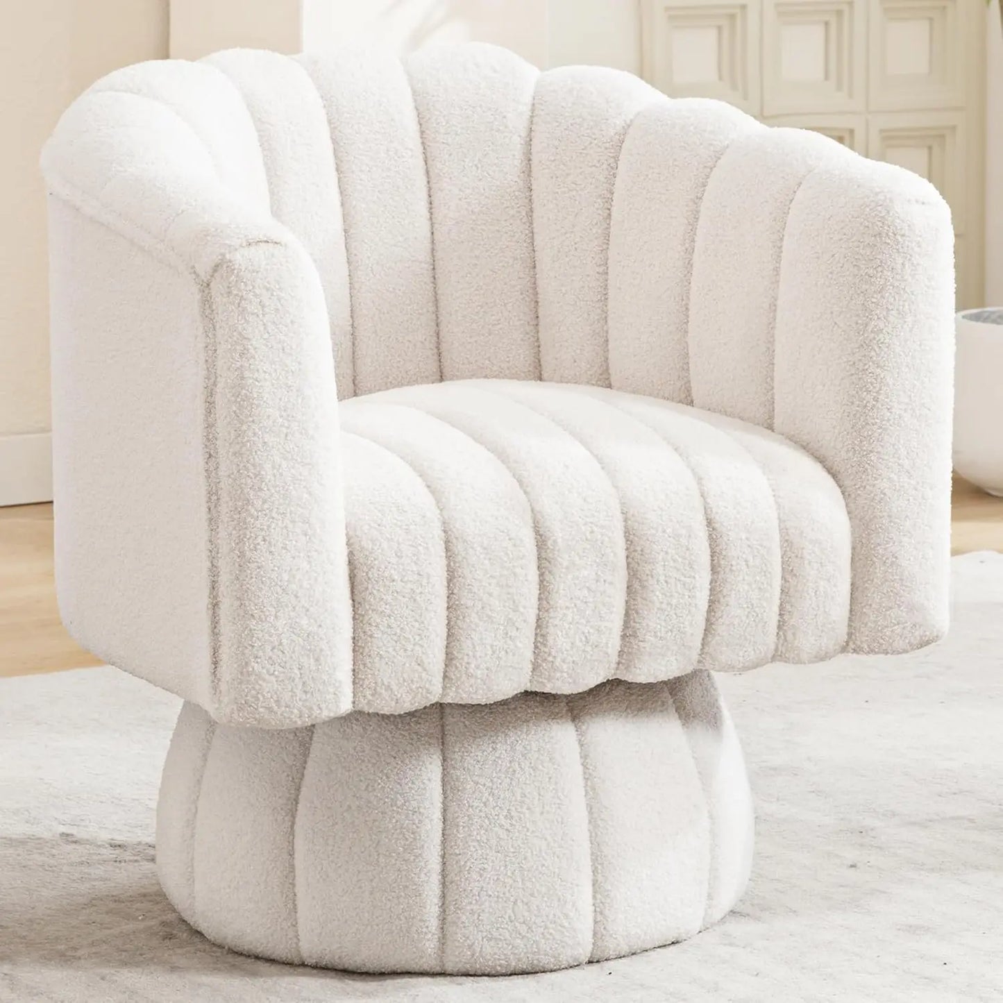 Swivel Accent Barrel Chair - Cute Comfy Small Round 360° Arm Chair Velvet Sofa Club Reading Chair for Living Room Bedroom