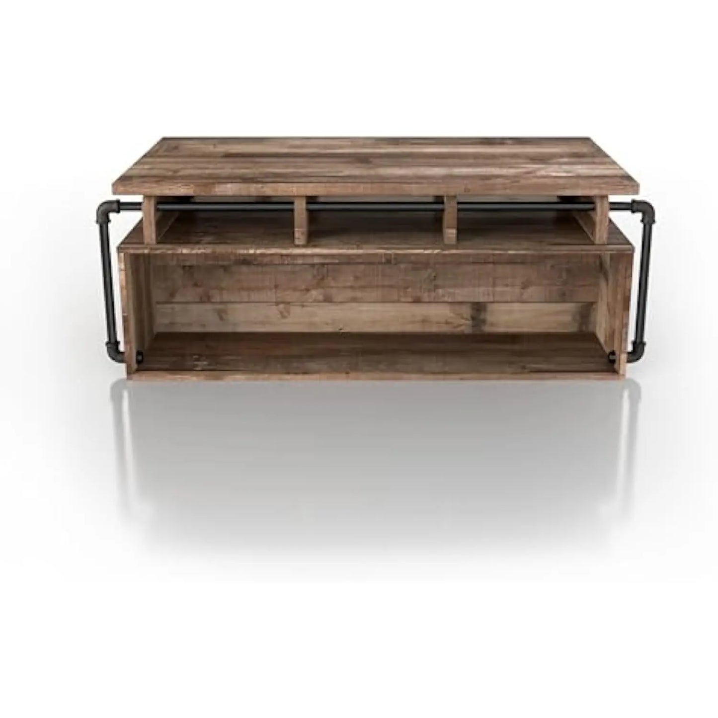Galilhai 52 Wood Lift-Top Coffee Table with Storage, Industrial Rectangle Desk with Height-Adjustable Tabletop, for Small Spac