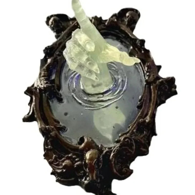 Ghostly Reflection in The Mirror Wall Sculpture Horror Themed Devil's Hand Luminous Resin Craft Unique Creative Home Decor