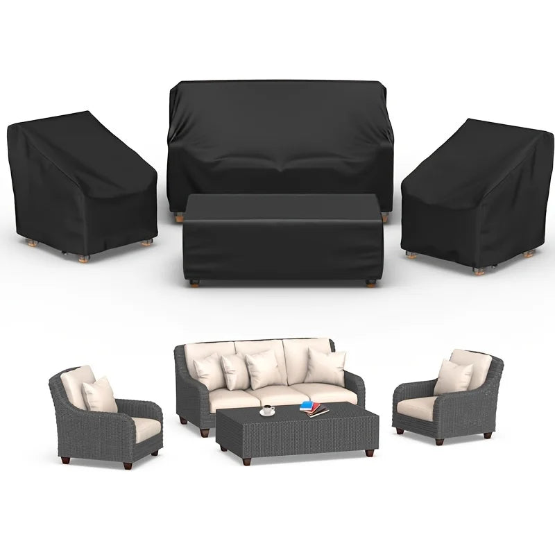 420D Outdoor Furniture Cover Waterproof, 4-Piece Patio Furniture Covers for 4 PCS Patio Outdoor Conversation Set, Included: Ourd