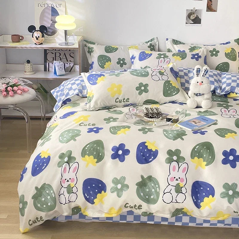 Bedding Set for Girl Boy Bedroom KIDS Modern Comforter Duvet Cover Flat Sheet Pillowcase  Home Textile Soft Bed Linen