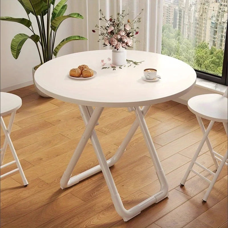 Foldable table Household simple dining table Small apartment eating round table Balcony small table Outdoor stall table