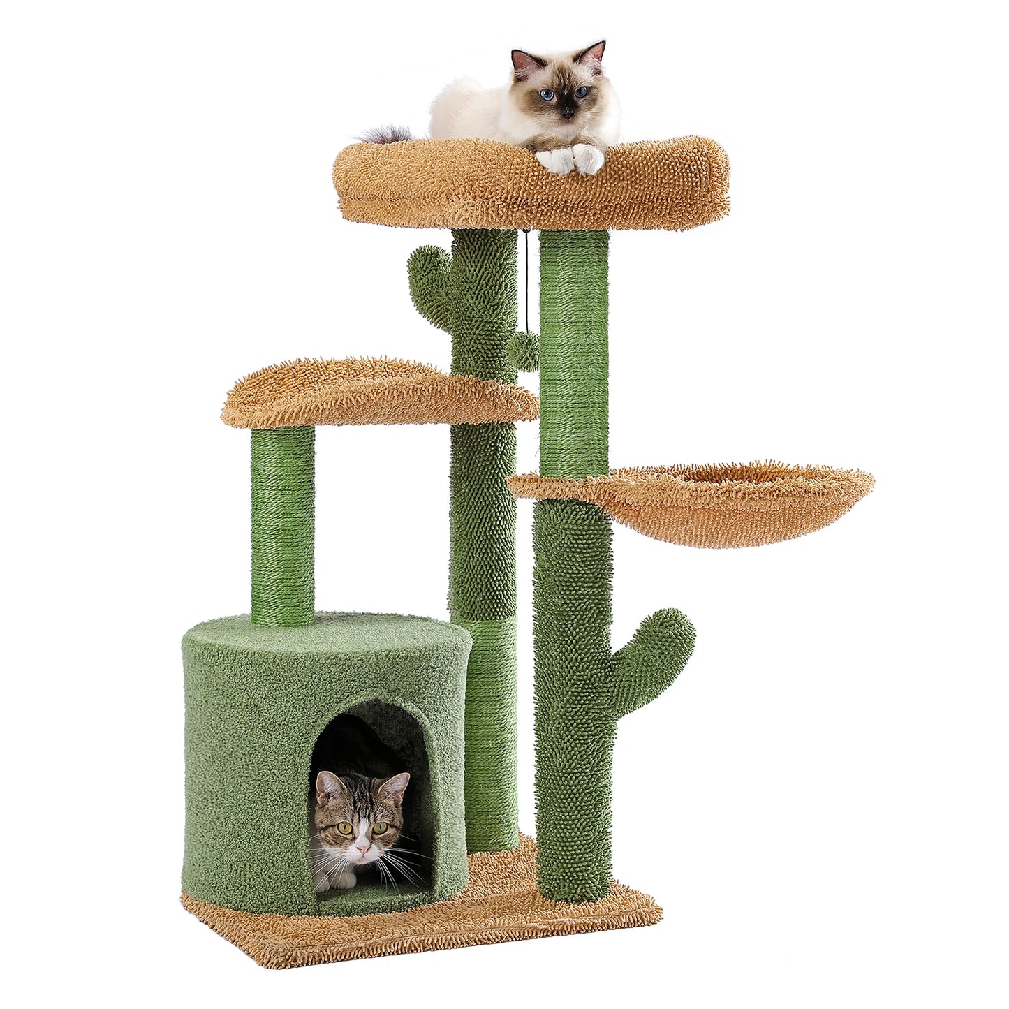 Cactus Cat Tree for Indoor Cats, Small Cat Tower with Sisal Scratching Post Cozy Condo Perches, Cat Accessories, Kitten Toys