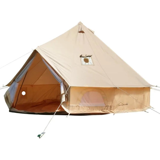 DANCHEL OUTDOOR B5PRO 4 Season Canvas Bell Tent with 2 Stove Jacks, Glamping Yurt Tent for All Year Living 4/6/8 Person