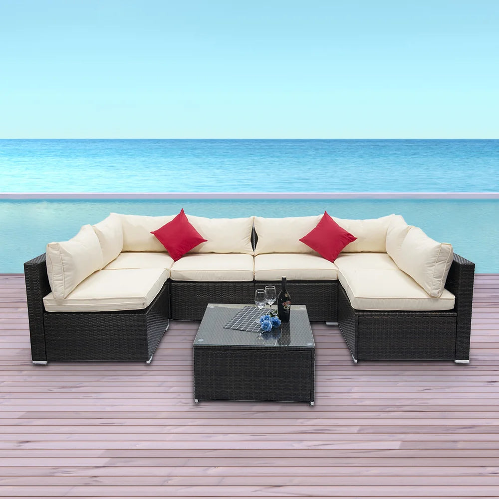 7 outdoor wicker garden furniture rattan sofa set comfortable rattan sofa patio conversation set outdoor furniture