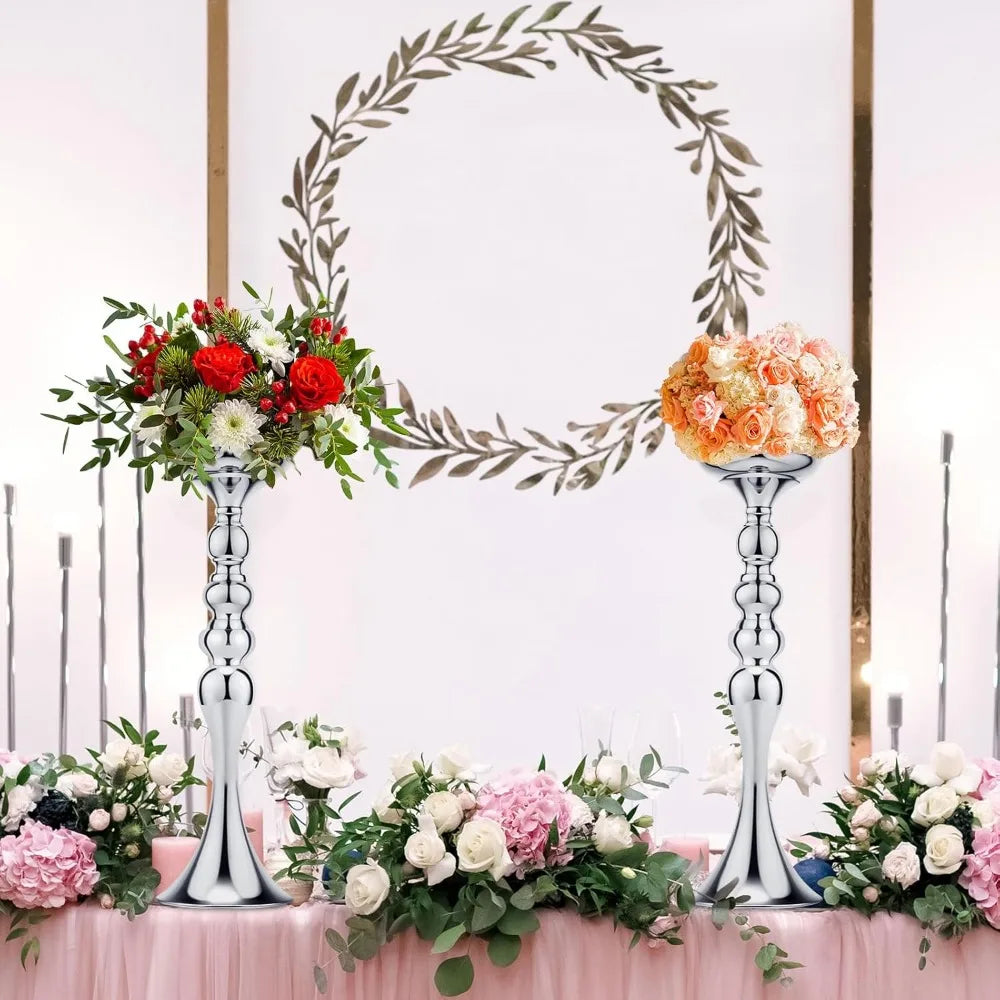 16 pieces of metal flower stand, metal wedding flower center stand, high table decorative vase