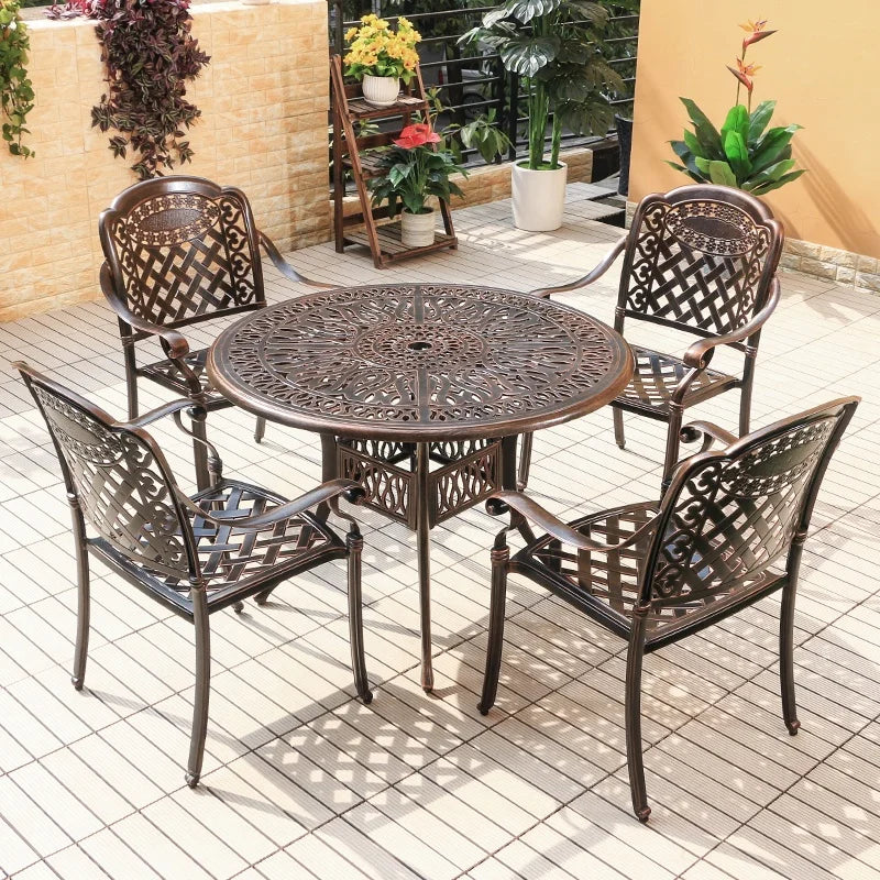 2025 Newest Outdoor Table Round Patio Dining Table Metal Furniture Cast Aluminium Round Table for Garden Yard