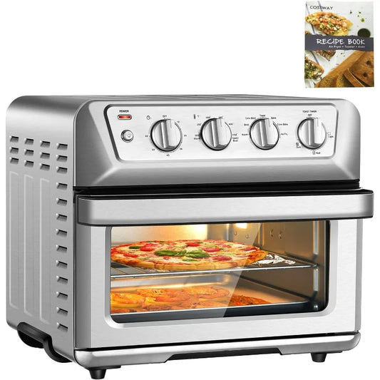 Air Fryer Toaster Oven, 7-in-1 Convection Countertop Oven w/Auto-Shut-Off, Timer, Accessories, Cookbook, 1800W, 21.5 QT