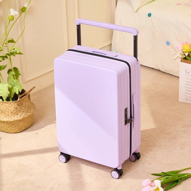 Durable Wide Handle Travel Suitcase Carry-On PC Material Luggage Trolley Case for Men And Women Available in 20 24 26 Inch Sizes