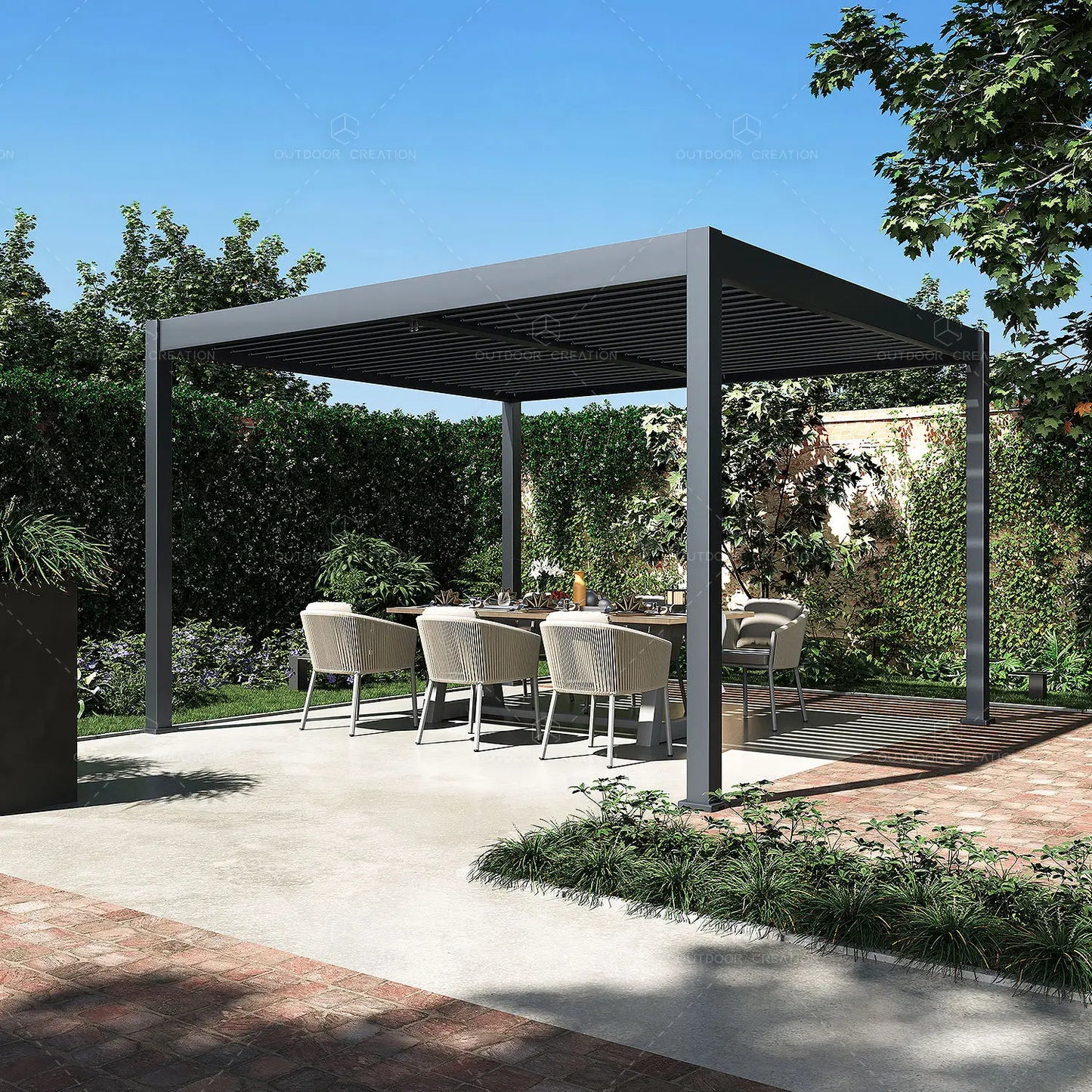 Luxury Patio Waterproof Hardtop Gazebo Garden Pergola Aluminium Outdoor Aluminum Louvered Roof System