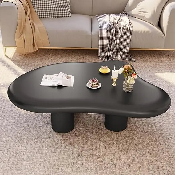 Cute Cream White Coffee Table - Cloud Design, 4 Legs, Small Sofa End Table for Living Room