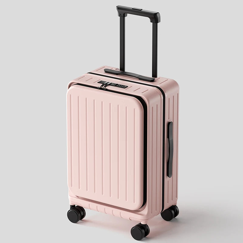 2025 New Large Capacity Luggage Suitcase Cup Holder USB Charging Men Women Girl Carry-On Boarding Luggage Travel 20/24/26 inch