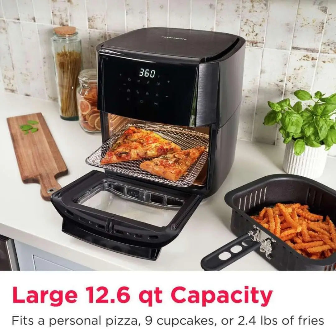 5 in 1 Large Air Fryer Toaster Oven Combo - 12.6 Qt Total Capacity, 3.7 Qt Basket - 7 Preprogrammed Recipes