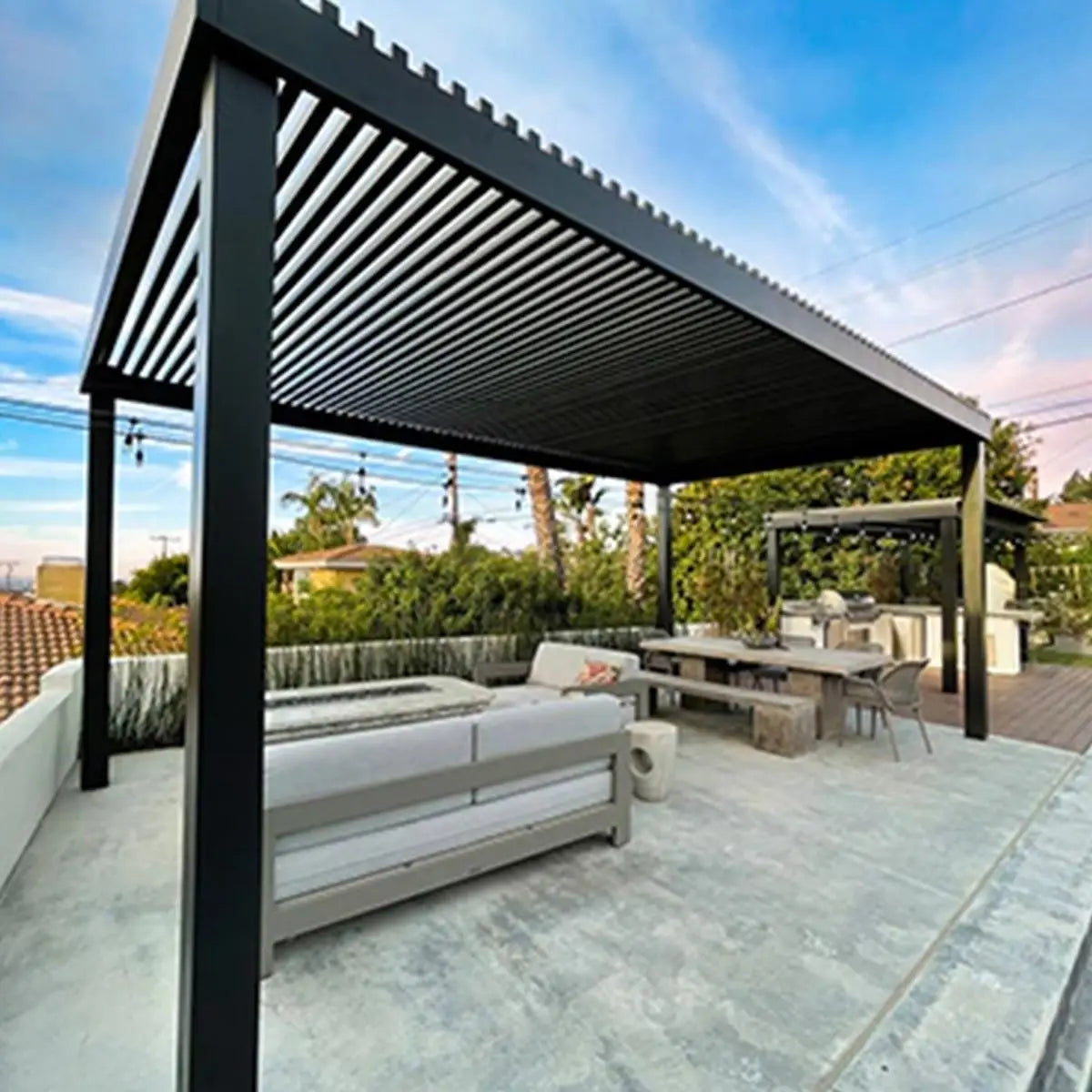 Luxury Patio Waterproof Hardtop Gazebo Garden Pergola Aluminium Outdoor Hardtop Louvered Roof Feature